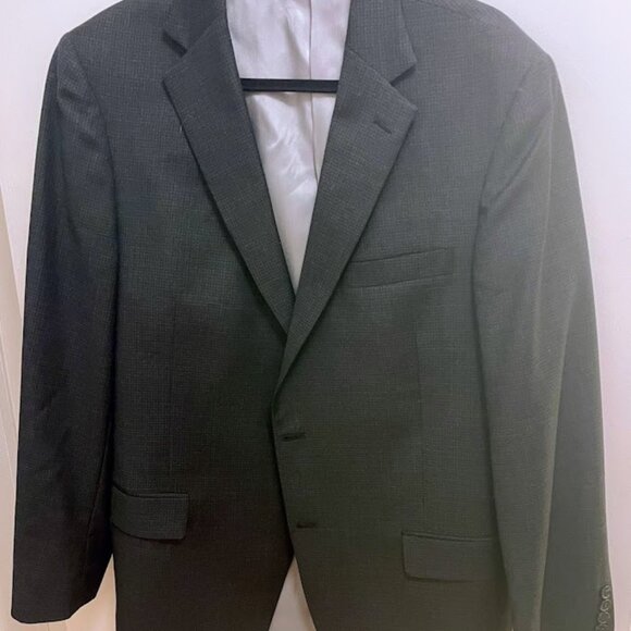 Hart Schaffner Marx Other - Hart Schaffner Marx Gray Plaid Australian Wool Suit Coat‎ Pants 44R Formal Work